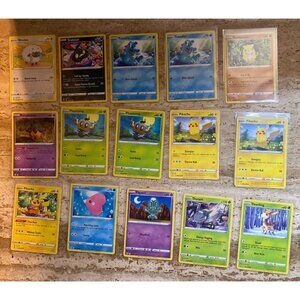 Basic Pokemon Card Lot Featuring Pikachu Carvanha Bidoof & More
